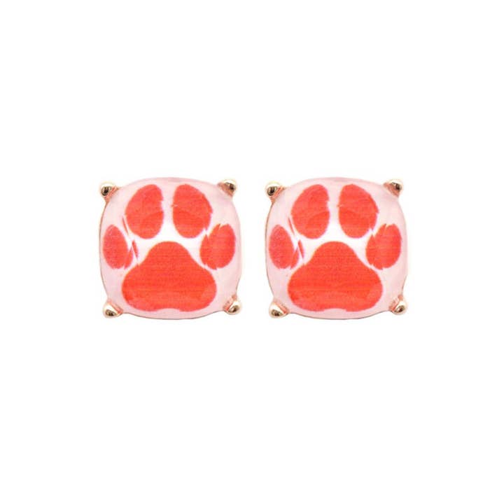 JHP Collection - Wholesale Stud/Post Earrings - DOG PAW PRINT CUSHION CUT EPOXY STUD EARRING16