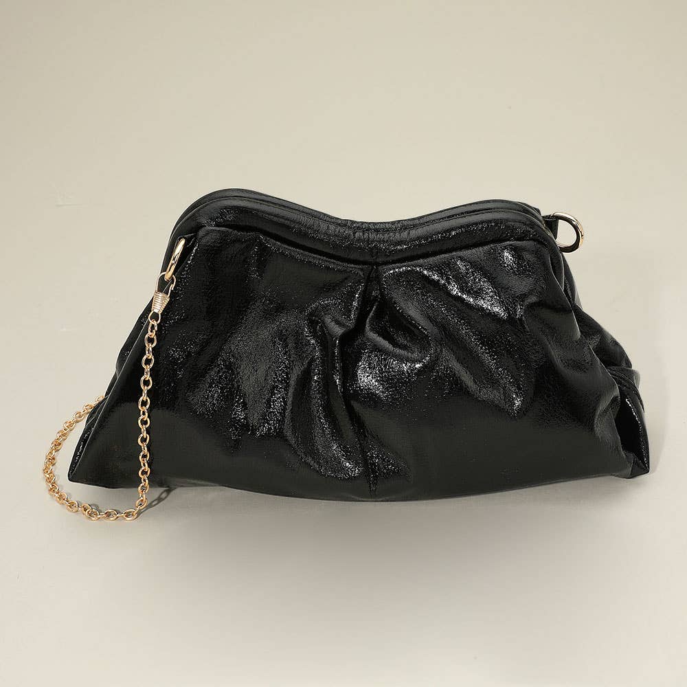 Sensibling Corp. - Wholesale Clutch Bag - Women's - Metallic Pleated Frame Clutch Evening Bag / Crossbody Bag7