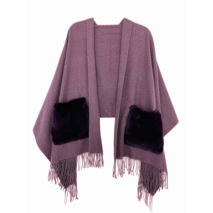 JC Sunny Fashion - Wholesale Scarf - Women's - JC03250101 Cashmere Blend Fur Pocket Scarf/Shawl11