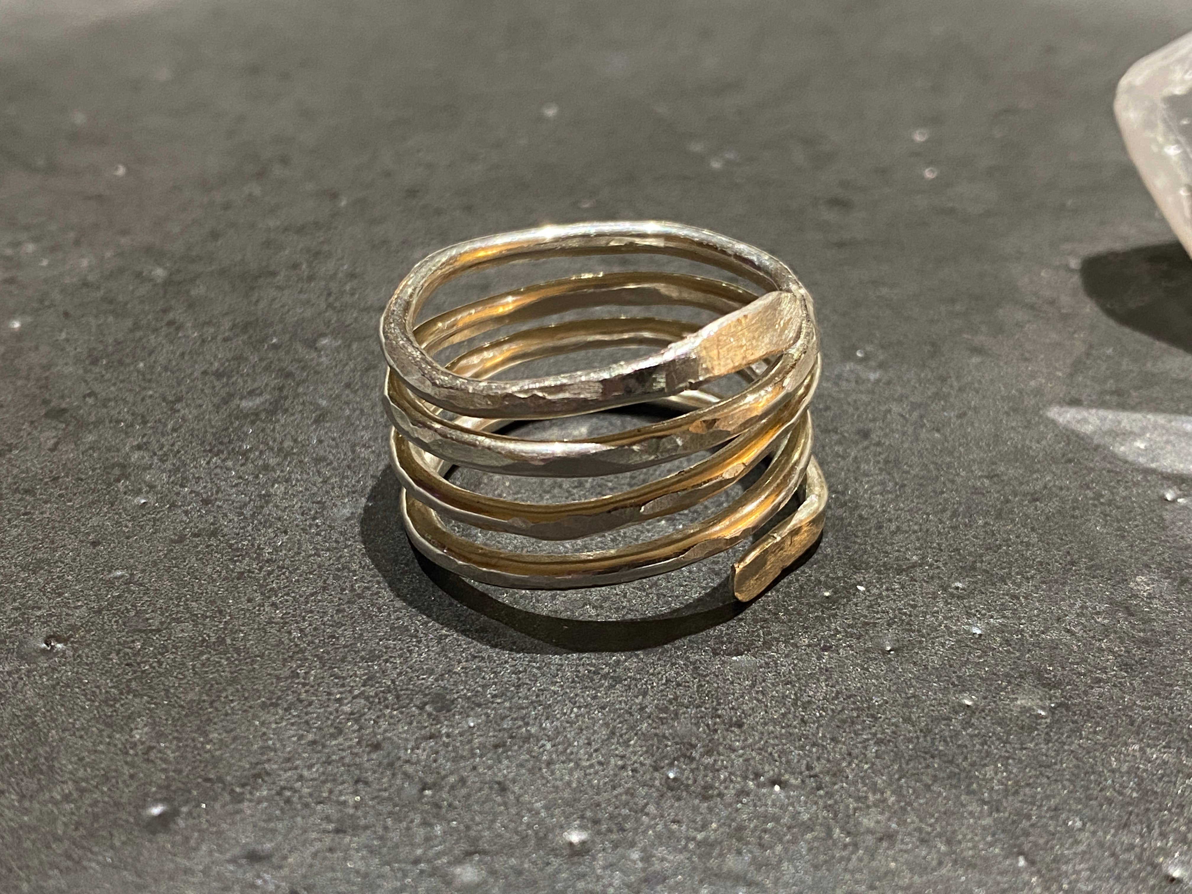 SoulSpireStudio - Wholesale Band/Stacked Ring - Boho 5 Wrap Ring in Hammered Argentium Silver0