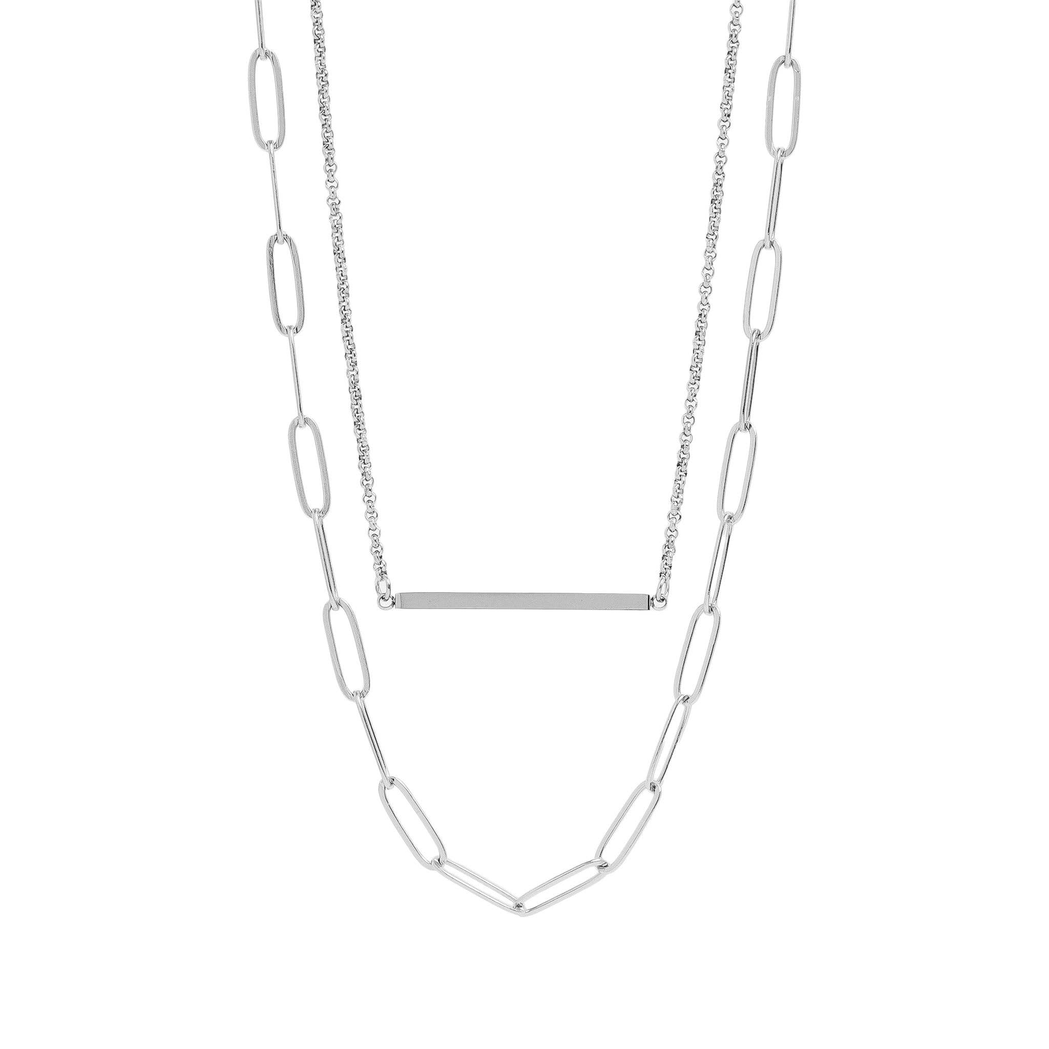 WJW - Wholesale Halskettinghanger - 18-karaats gouden PVD roestvrijstalen paperclip gelaagde blanco halsketting2