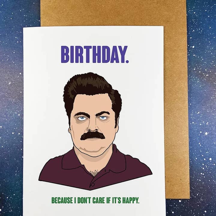 The Red Swan Shop - Wholesale Birthday Card - “Birthday.” Ron Swanson Birthday Greeting Card