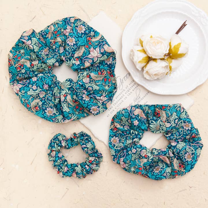 Liberty Fabric Scrunchie in Strawberry Thief for wholesale by SOMETHING MINTY