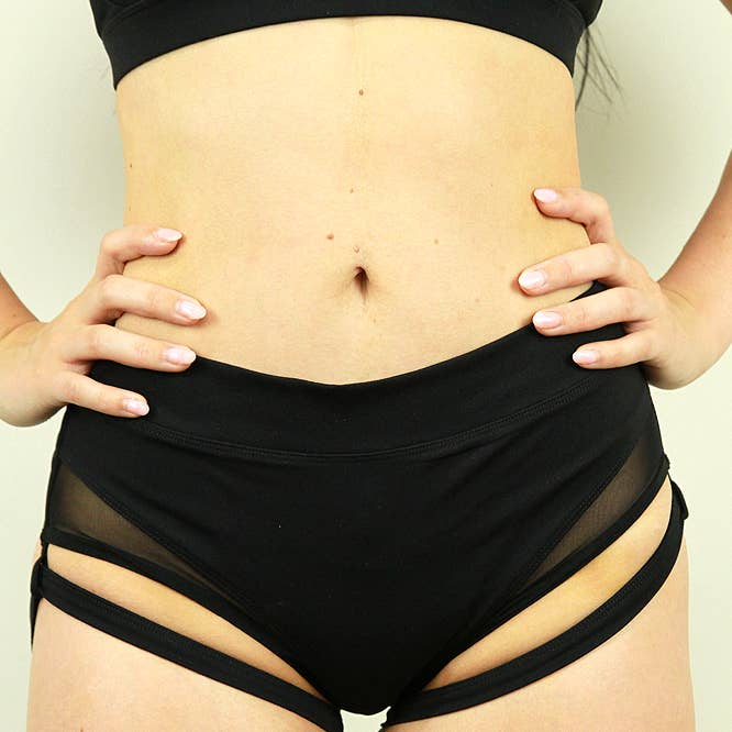 Maddox Low Waist Garter Short - BLACK for wholesale by Rarr Designs