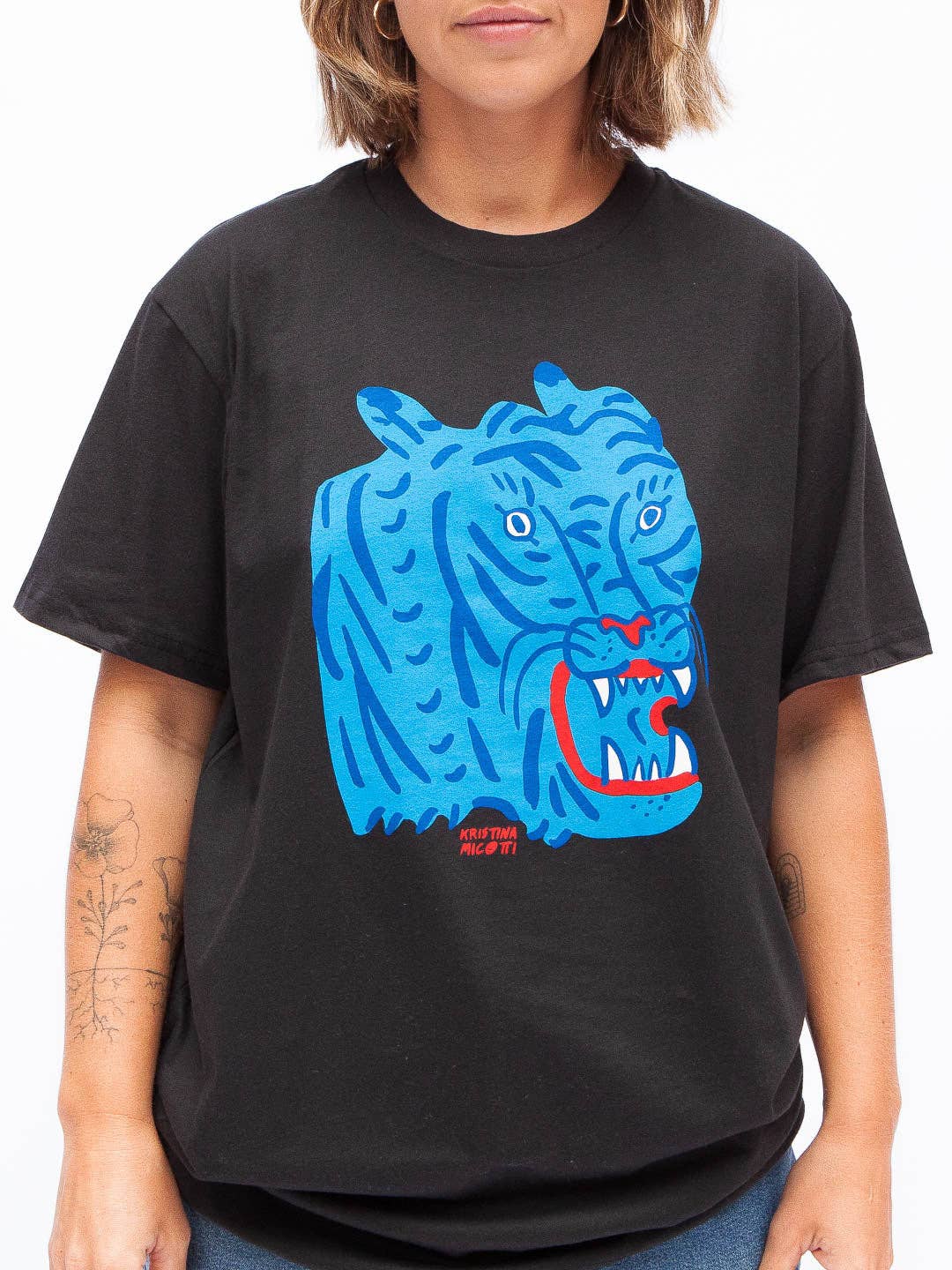 Culk - Wholesale Screen Printed T-Shirt - Unisex - Blue Tiger Tee Black by Kristina Micotti1