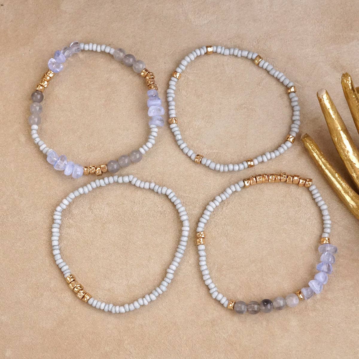 PennyLine inc - Wholesale Jewelry Set - Sunwashed Layers – Dainty Beaded Bracelet Set (4pc)6