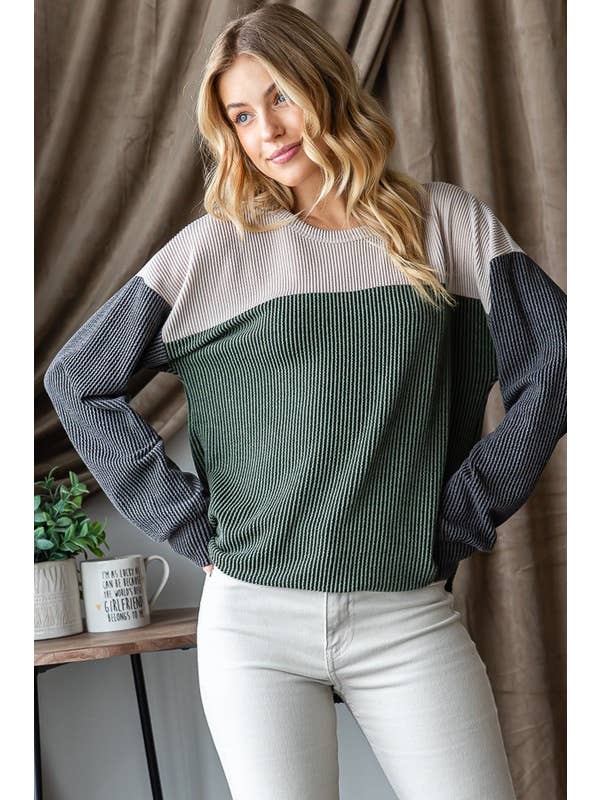 HEIMISH – wholesale Knit top – Women's – ET7662-10 LONG PUFF SLEEVE URBAN RIBBED COLOR BLOCK TOP9