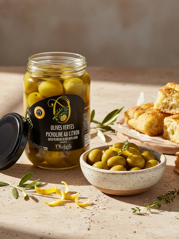 Azeitonas Picholine Preparadas ao Limão Oleisys® por atacado de Oleisys