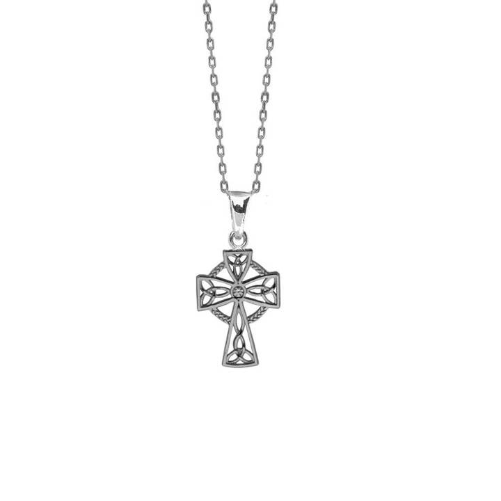 925 Rhodium-Plated Silver Celtic Cross Filigree Pendant for wholesale by TALISMAN JEWELLERY (D&Fidanverdi, S.L.)