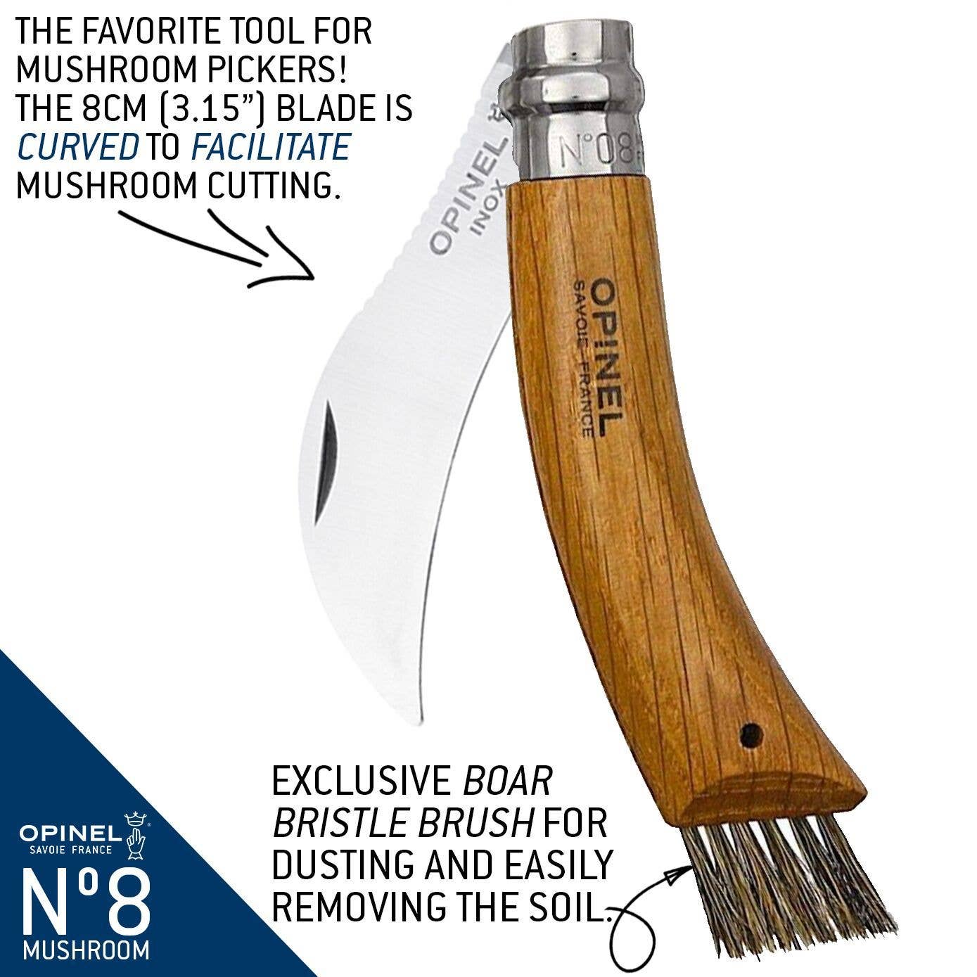 Opinel - Wholesale Pocket Knife/Holder - No.8 Mushroom Oak + Sheath Gift Box - Pack of 41