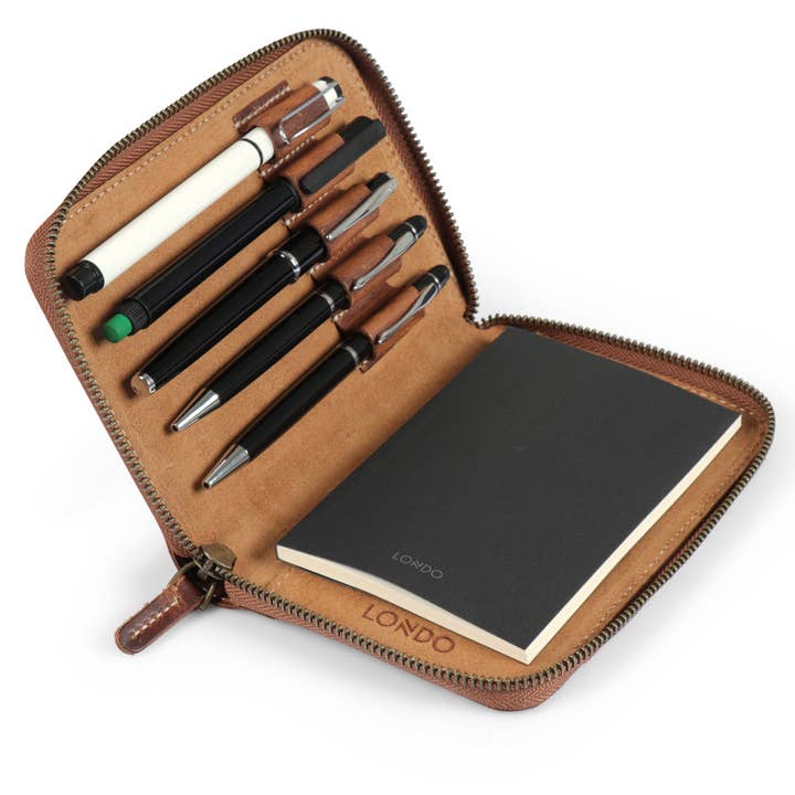 Londo - Wholesale Pencil Case/Pouch - Londo Genuine Leather Padfolio with Pencil Holder - 5 Slot22