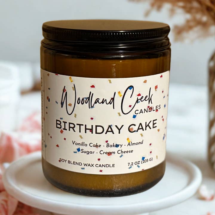 Birthday Cake Soy Blend Wax Candle for wholesale by Woodland Creek Candles