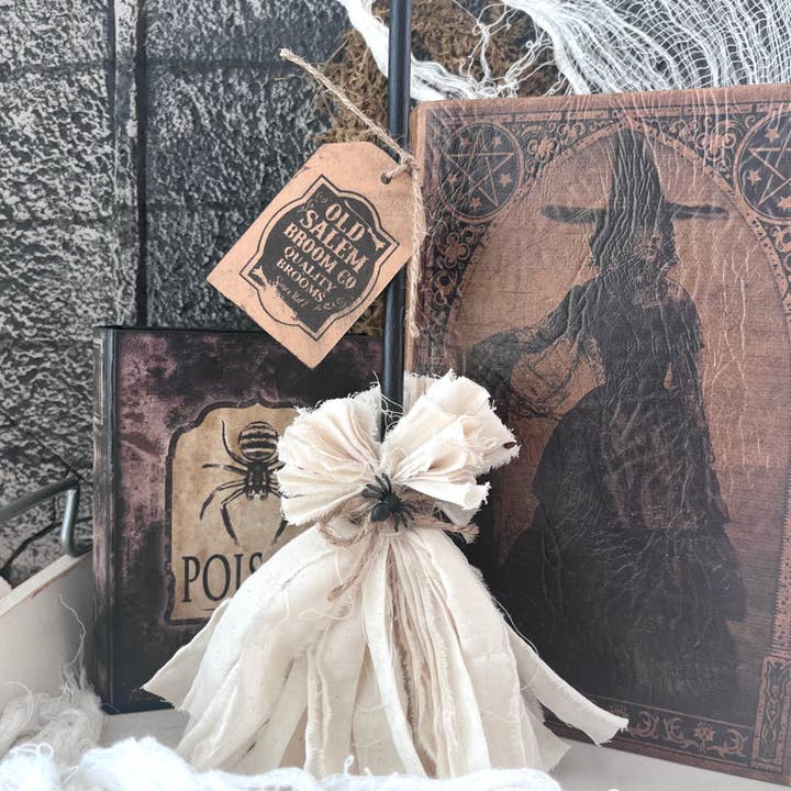 Kate + Em - Wholesale Decorative Tabletop Object - 12" Primitive Witch Broom Halloween Fall Home Decor