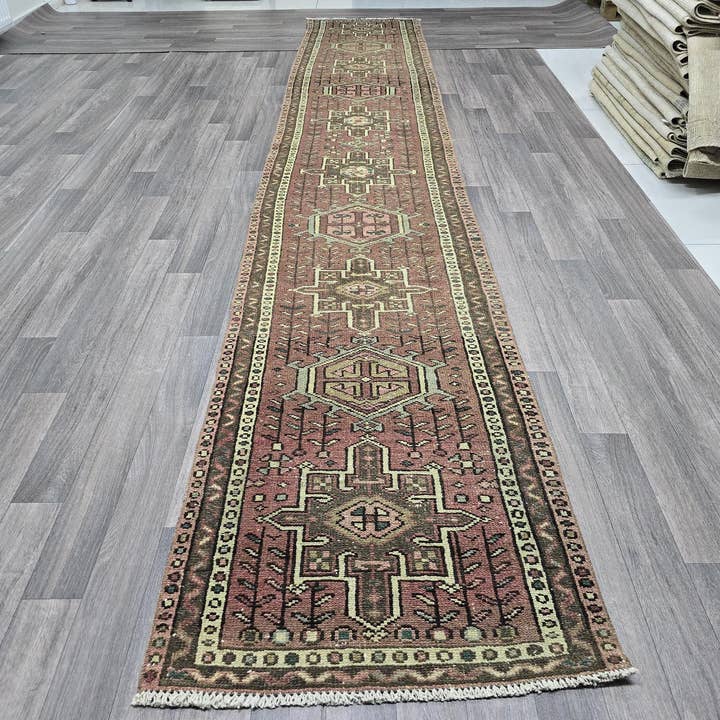 Narrow and Long Classic Vintage Runner/ 2.40x13.60 feet / Handmade Geometric Oriental Turkish Runner Rug for wholesale by MesopotamiaRugs