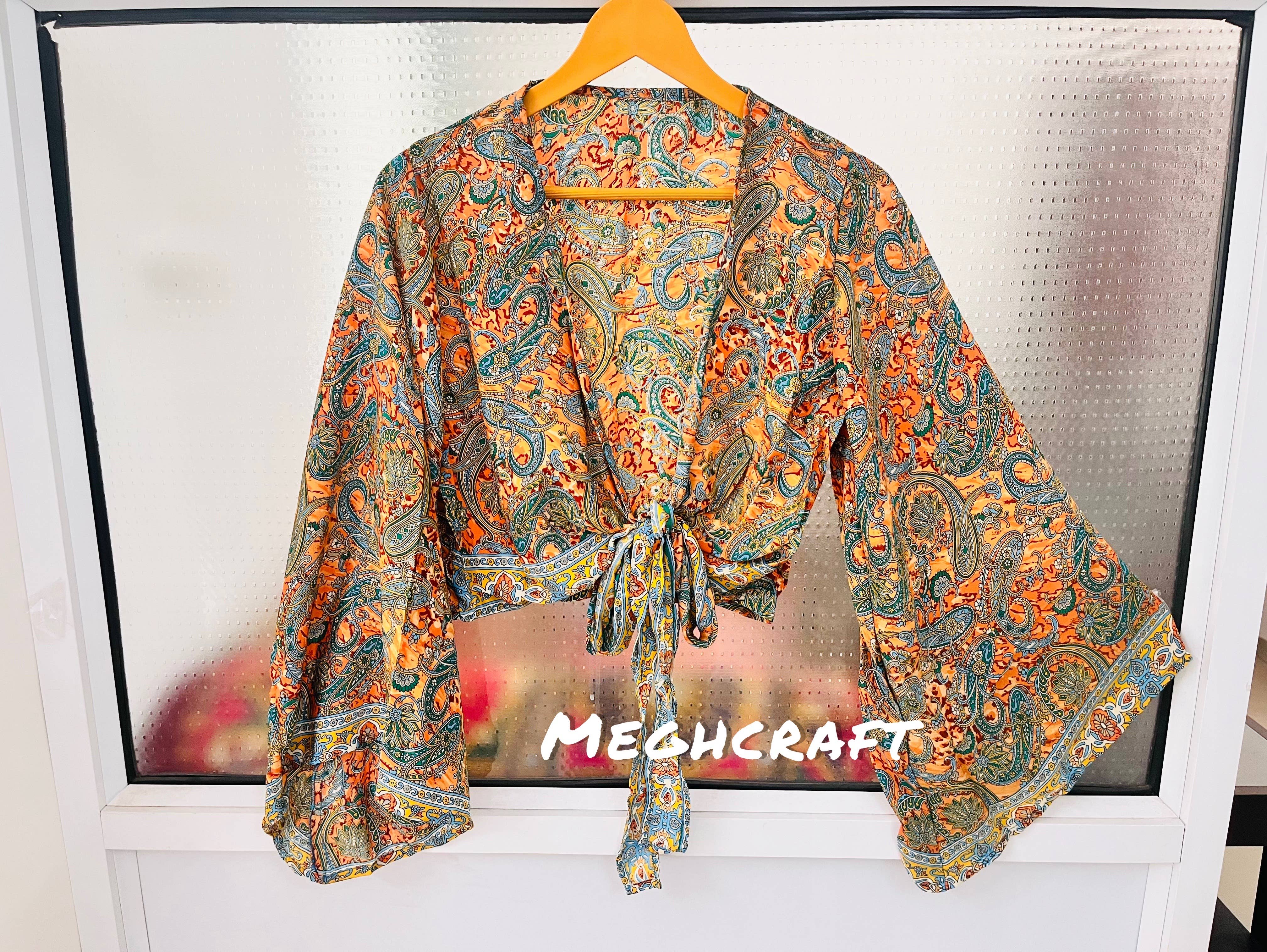 Meghcraft – Engroshandel Bluse - Dame – Silketop med klokkeærmer og bindebånd7