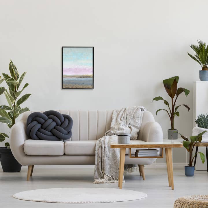 Stupell Industries - Vente Affiche d'art - Paysage naturel d'un étang avec ciel violet encadré