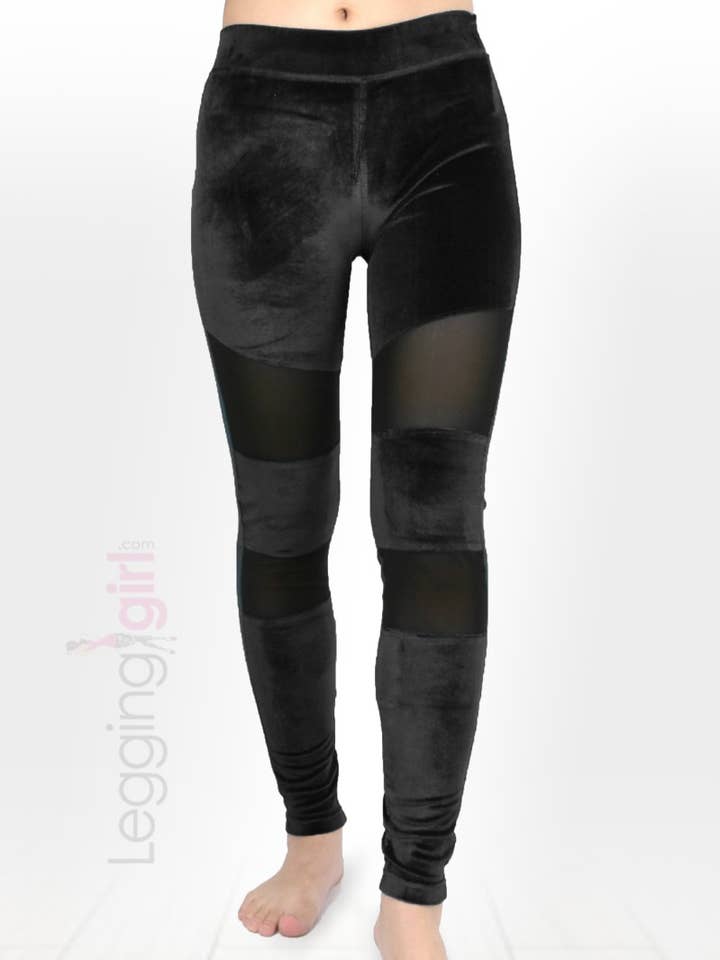 Mesh en velours de luxe - Noir pour la vente par LeggingGirl.com