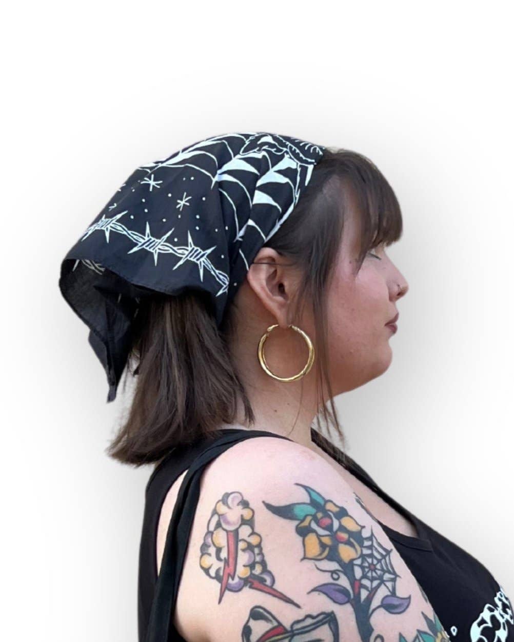 Tinta – wholesale Bandana – Women's – Black Rose Tattoo Bandana4