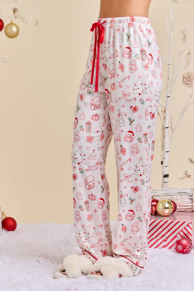 WHITE MULTI Holiday Satin Pajama Set – Ready to Ship Giftable Sleepwear for wholesale on Faire11
