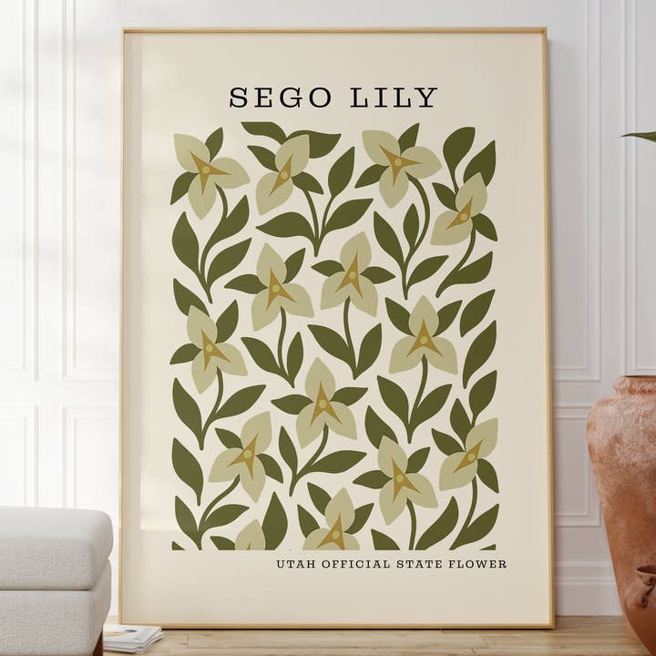The FlatFile Society - Wholesale Art Print - Utah State Flower Art Print – Sego Lily