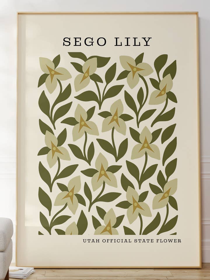 Utah State Flower Art Print – Sego Lily for wholesale by The FlatFile Society