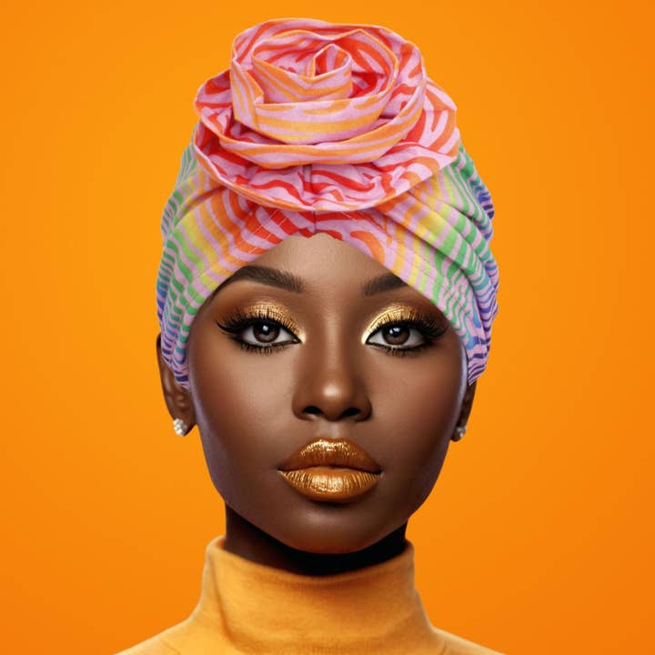 Turban vorgebunden Blume Hellrosa Zebra Damen für den Großhandel von PinktownUSA