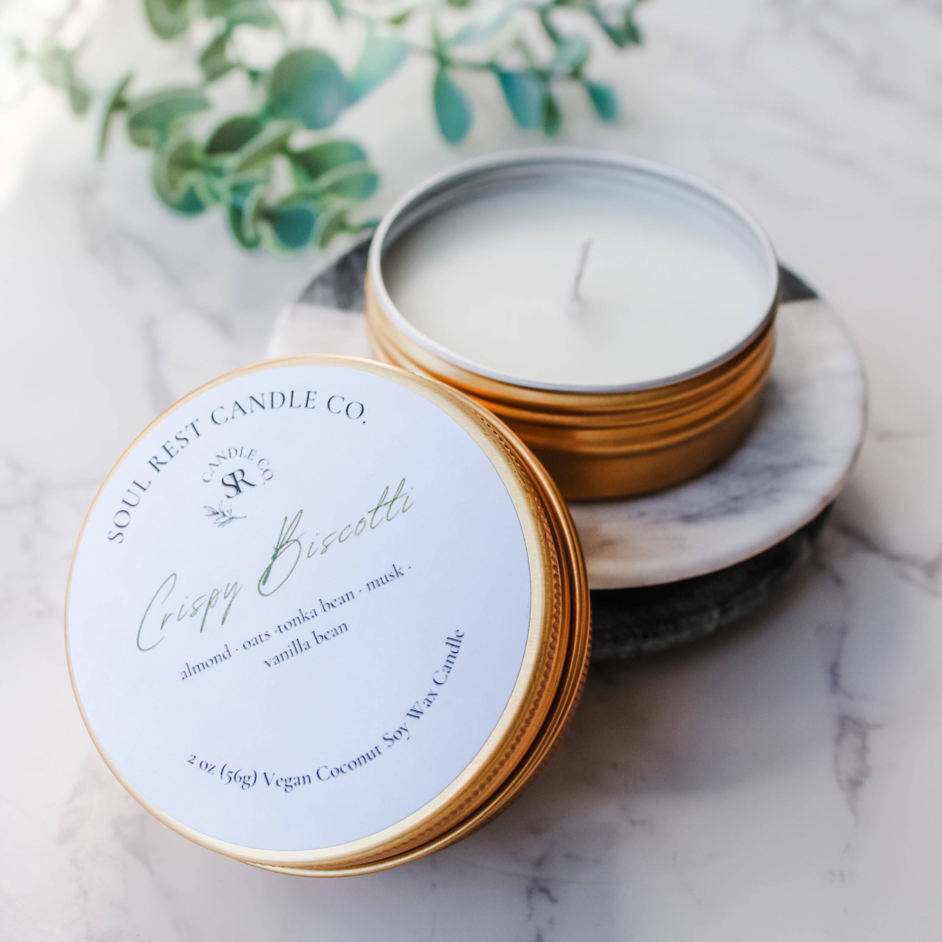 Soul Rest Candle Co. - Wholesale Travel Candles - Travel Tins 2oz Coconut Soy Wax0