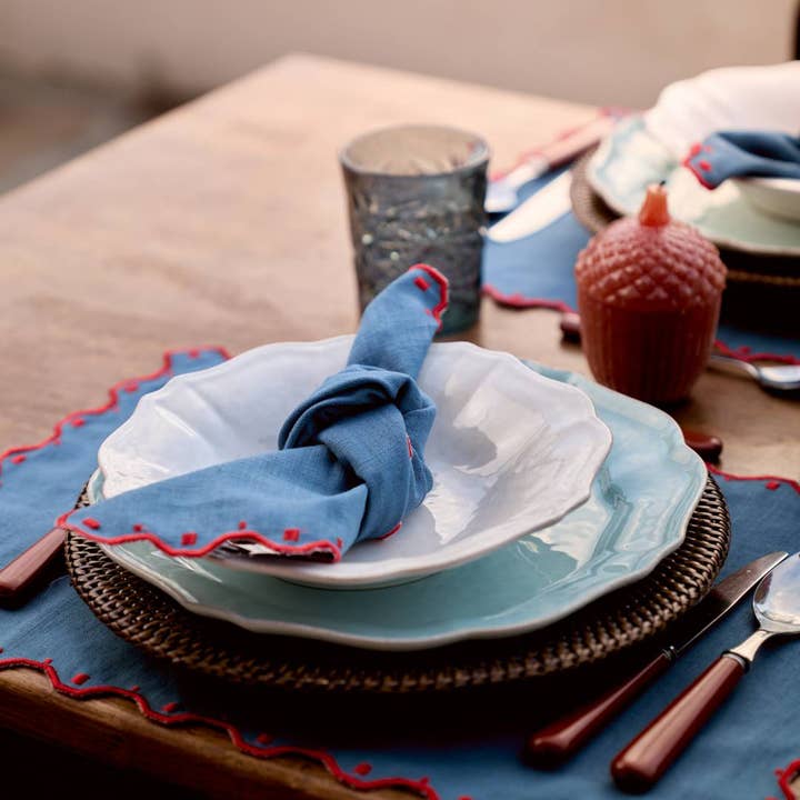 Mariaida Home – wholesale Placemat – Individual Porto, Blue with Red1
