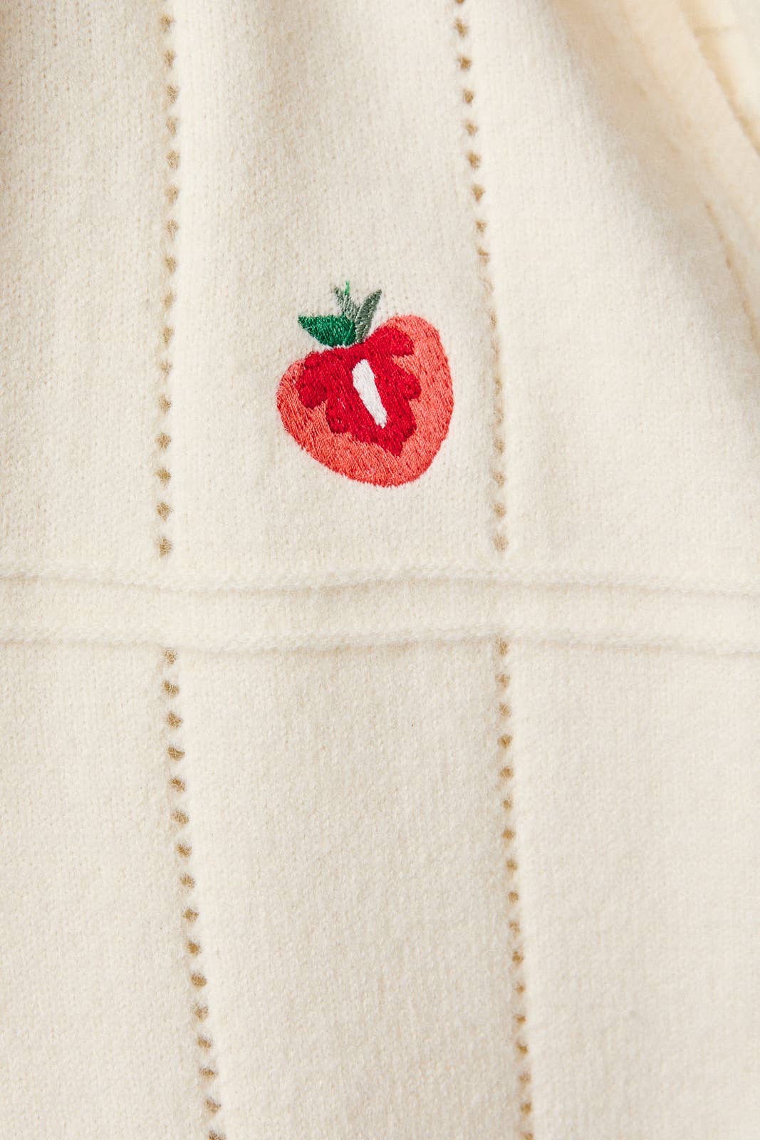 White LONG SLEEVE SWEATER CARDIGAN WITH FRUITS EMBROIDERY for wholesale on Faire5