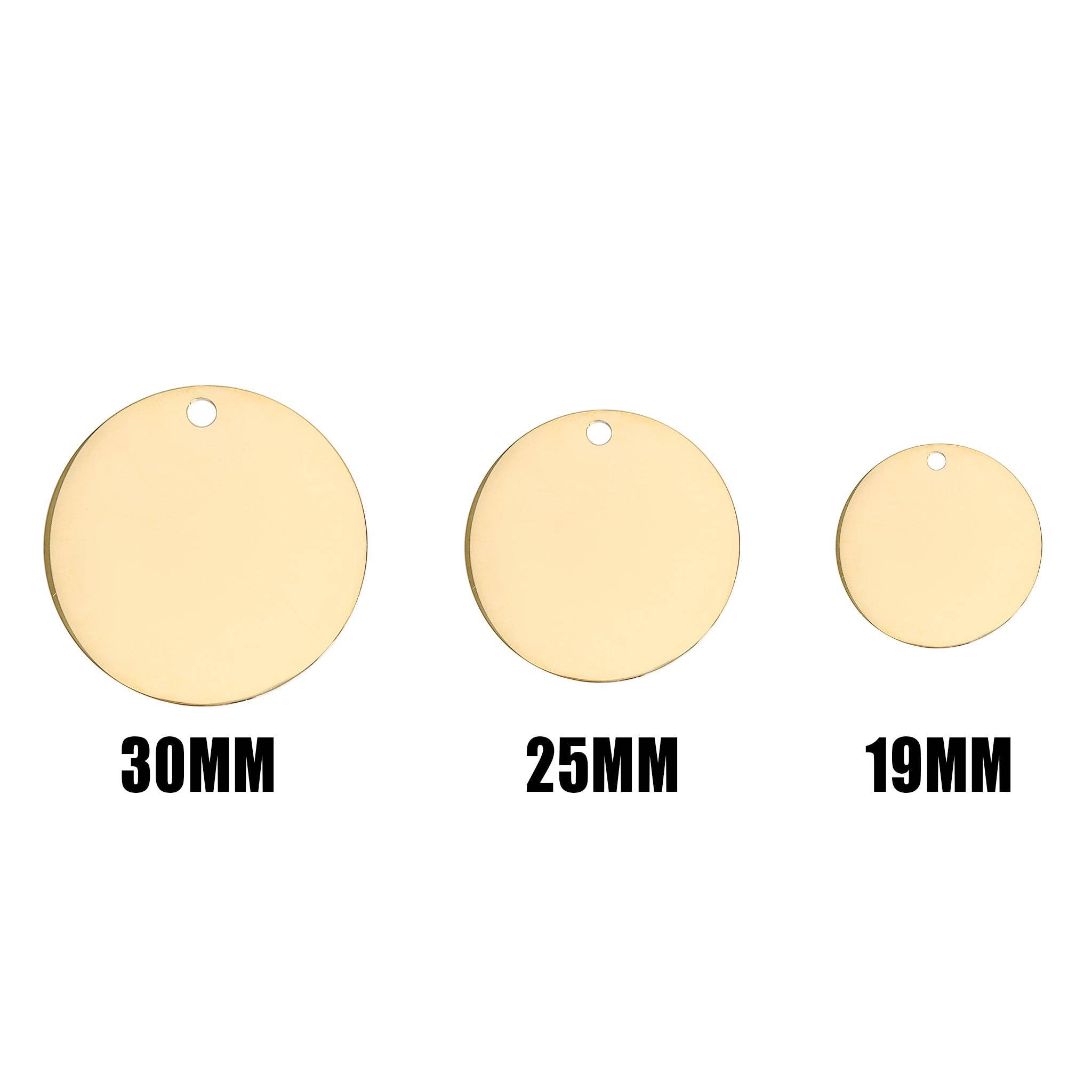 WJW - Wholesale Pet Identification Tag - Cat/Dog - 18K Gold PVD Circular Pet Tag / PDL01294