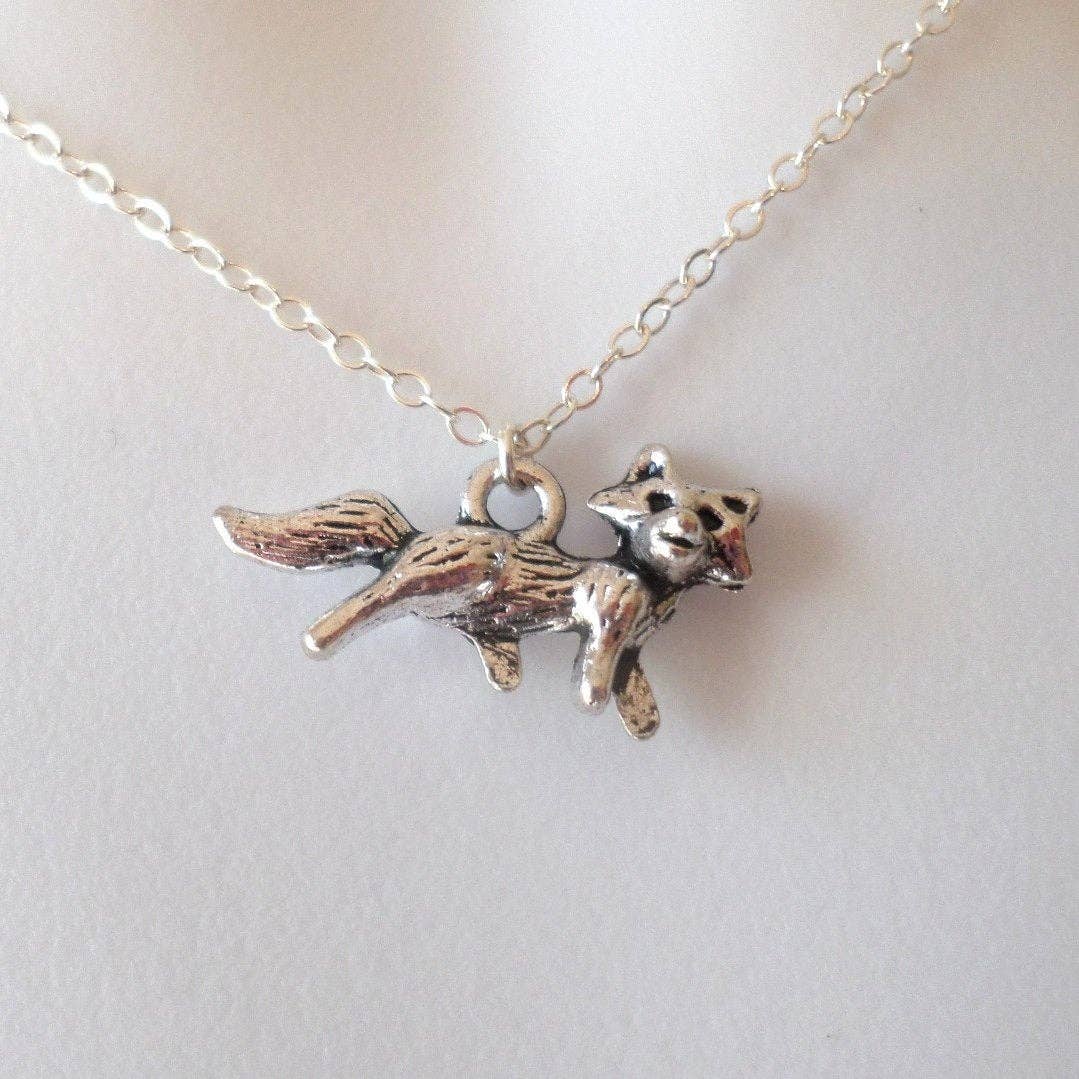 The Wandering Dandelion - Wholesale  - Fox Necklace - Silver Fox Necklace - Tiny Silver Fox Necklace, Sterling Silver Necklace, Animal Jewelry, grey, white, silver, Christmas Gift1
