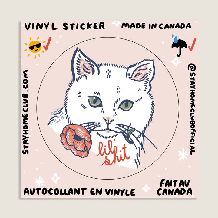 Stay Home Club – wholesale Klistermärke – Lil Shit (Katt) Klistermärke | Vattentätt Vinylklistermärke0
