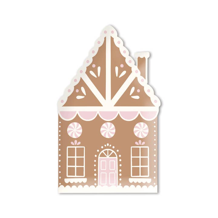 My Mind’s Eye - Wholesale Disposable Plate - GBD1041 - Gingerbread House Shaped Paper Plate
