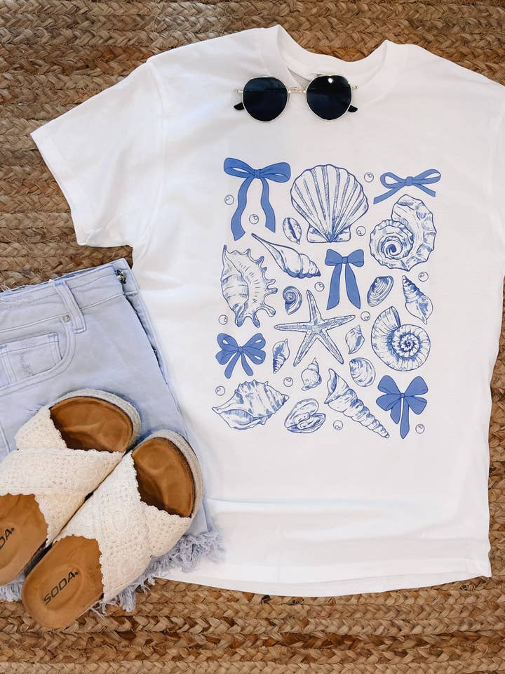 Coastal Bow Graphic Tee (S-2XL) for wholesale by The Sassy Owl