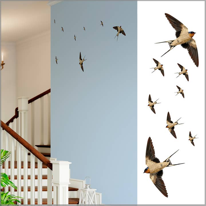 MYRTE - Wholesale Wall Decal/Stickers - Barn Swallows Illustration Wall Decal