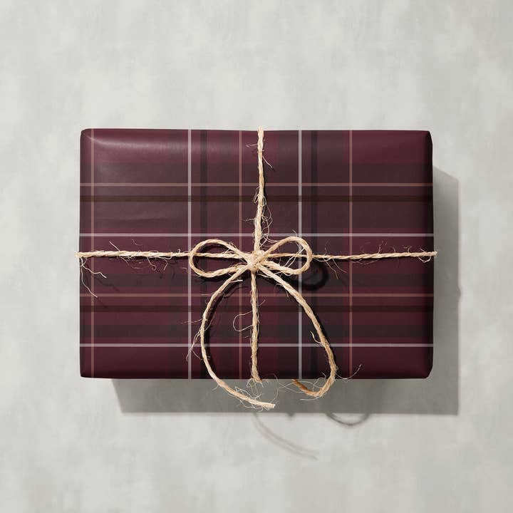 Folha de papel de presente Plum Tartan por atacado de Winsome Parcel