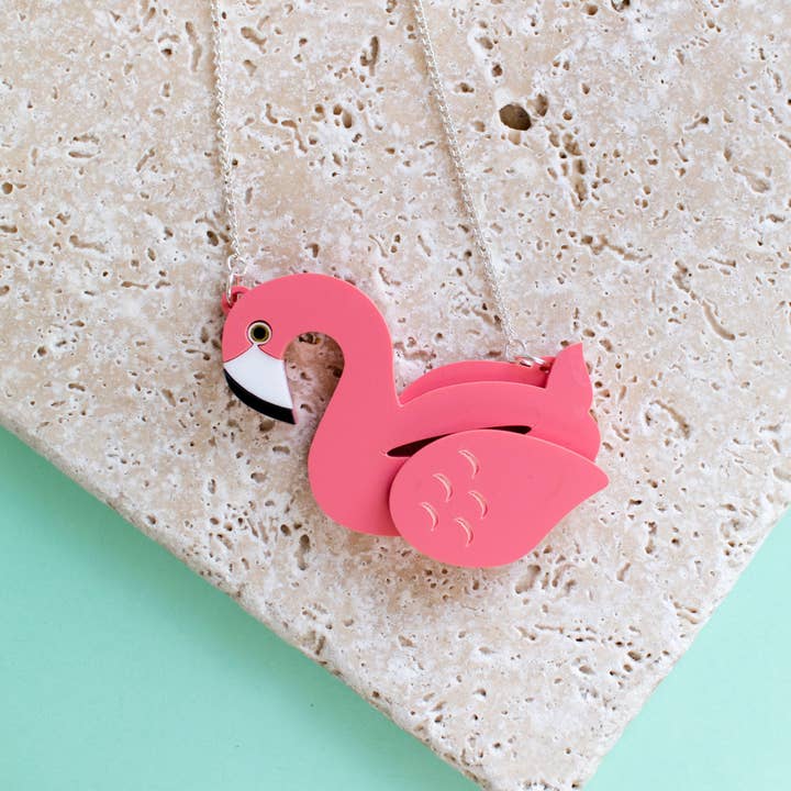 Flamingo Pool Float Necklace for wholesale by Finest Imaginary
