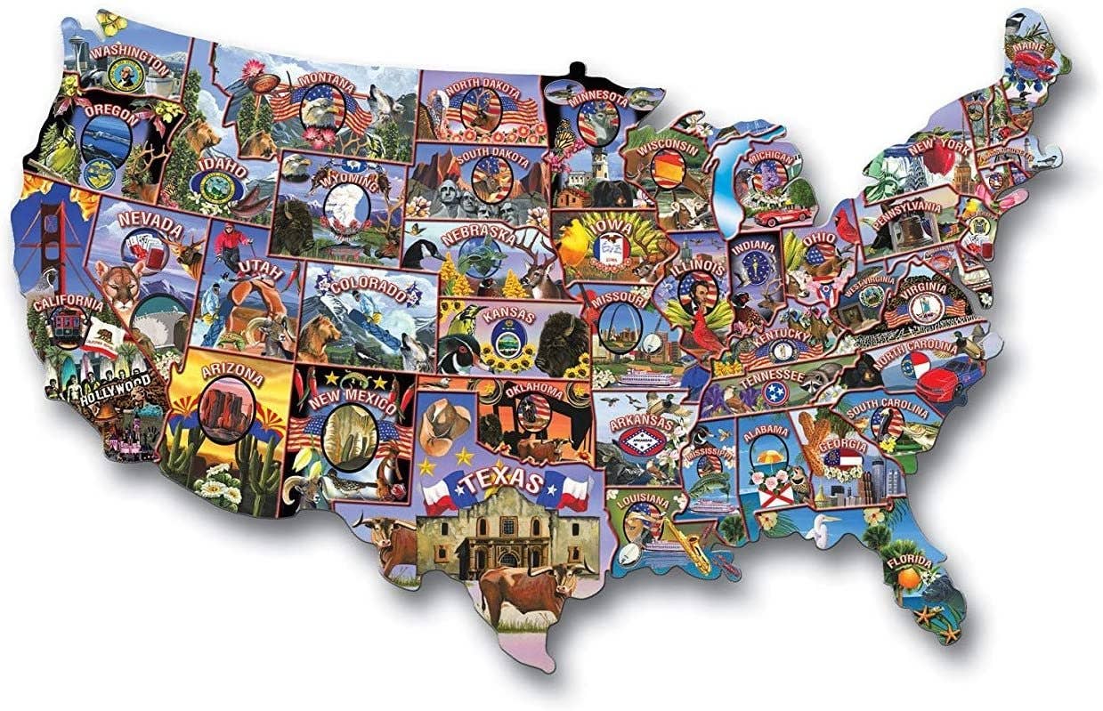 Wood Expressions - Wholesale Puzzle - Adult - USA Vintage Postcards Jigsaw Puzzle - 1,000 pieces0
