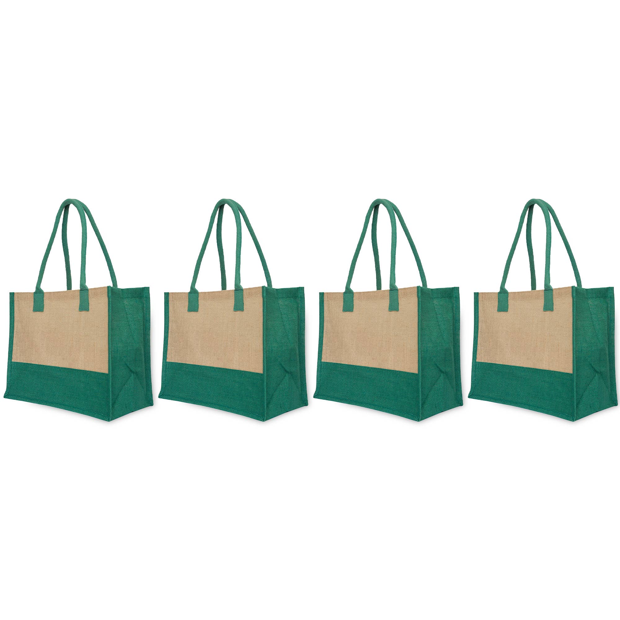 ecojutebags – wholesale Tote bag – Unisex – Pack 4 Jute Shopping Bags– Two-Tone Design with Long Handles13