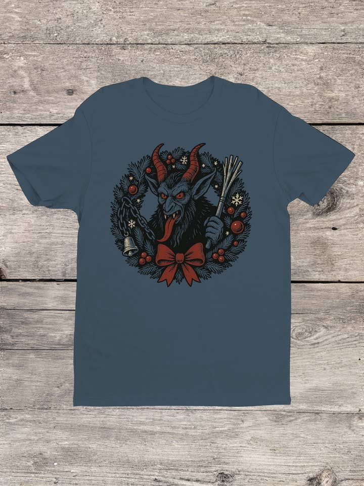 Krampus Wreath Holiday Design Men's T-Shirt for wholesale by Swift Retail