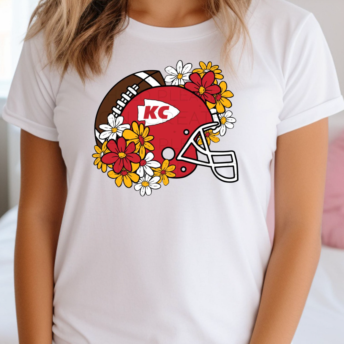 Kiki's Boutique - Wholesale Screen Printed T-Shirt - Women's - Kansas City Floral Football Tee or Sweatshirt 1