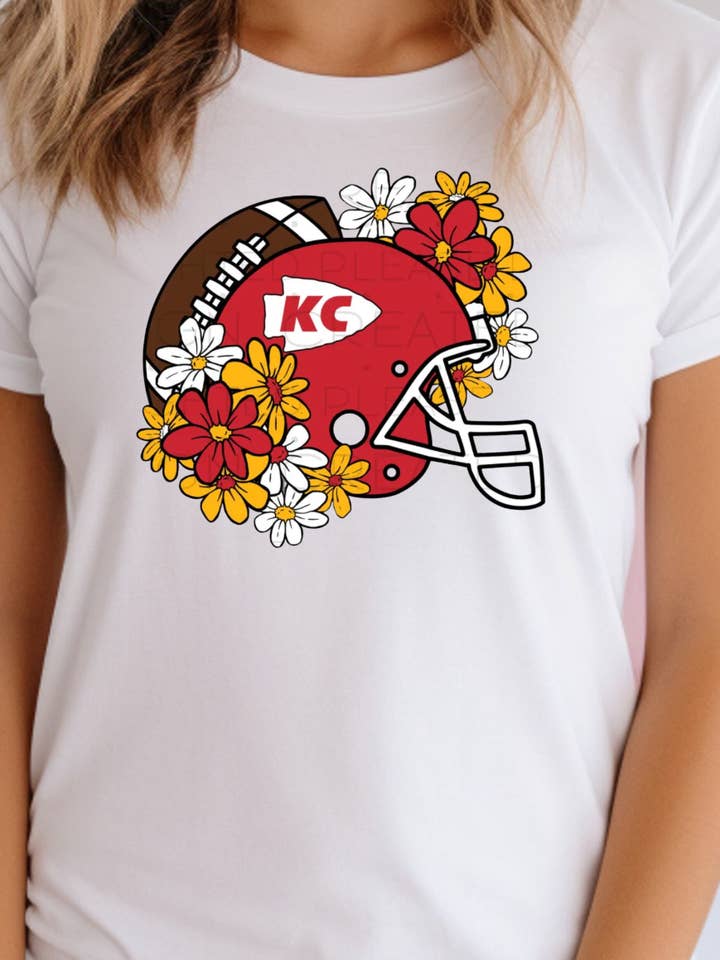 Kiki's Boutique - Wholesale Screen Printed T-Shirt - Women's - Kansas City Floral Football Tee or Sweatshirt 1