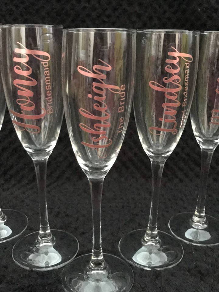 Bridal champagne flutes for wholesale by Megan Louise Creations