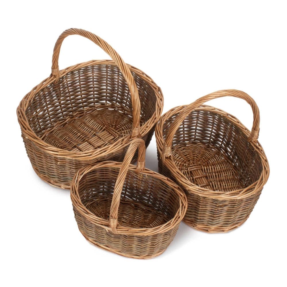 Red Hamper – wholesale Basket – Oval Unpeeled Willow Shopping Basket2