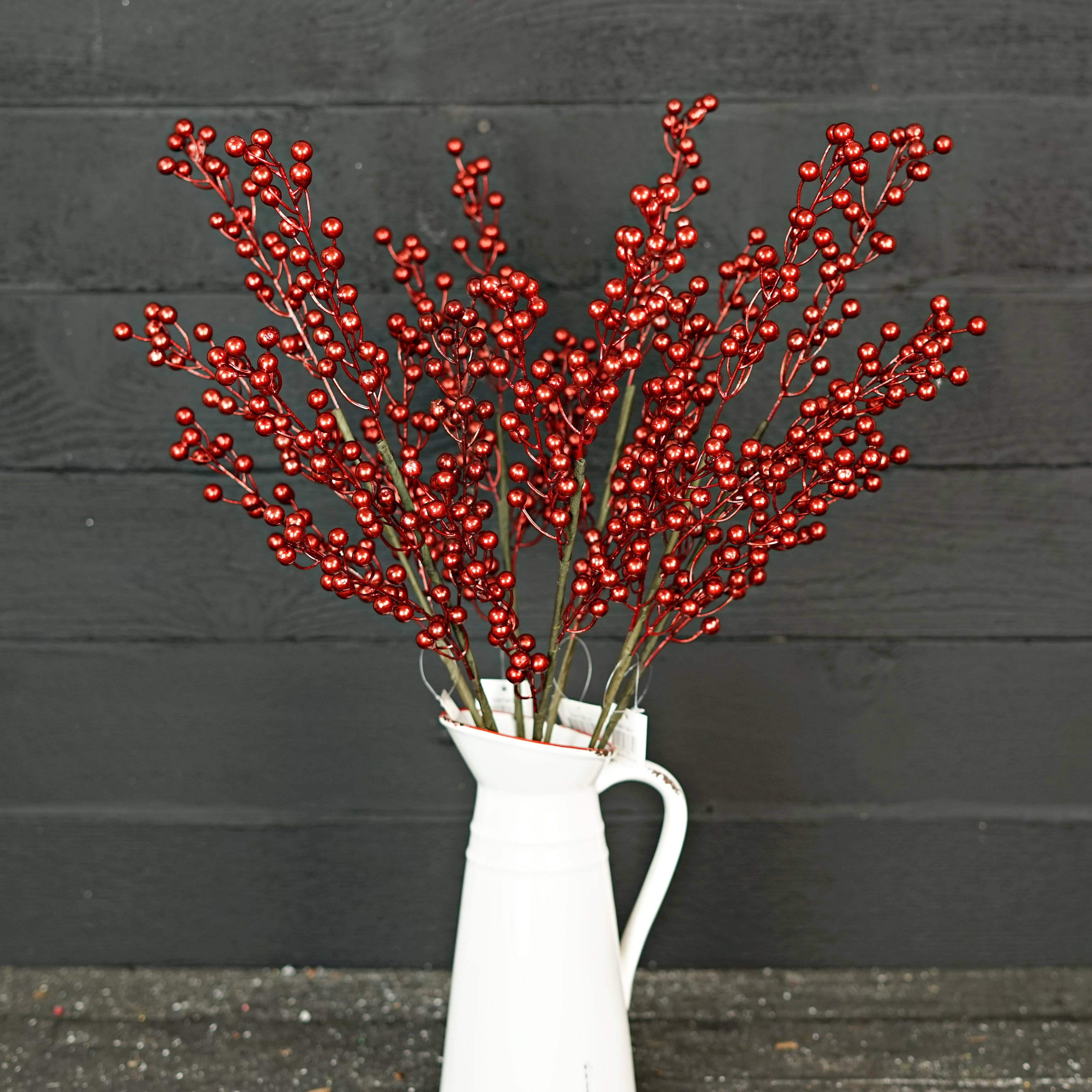 Impressive Enterprises, Inc. - Wholesale Christmas Decoration - ISB73831- 24"Metalic Holly Berry Branch-Red-5