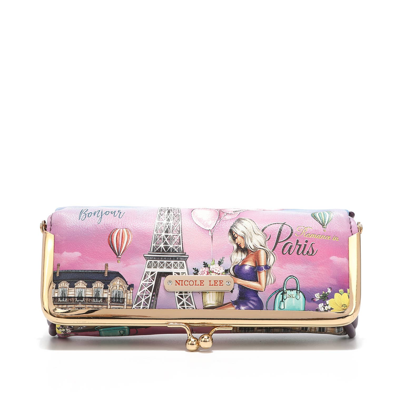 Nicole Lee USA - Wholesale Makeup/Cosmetic Bag - Kiss Lock Makeup Case - Cozy Street in Milan Print9
