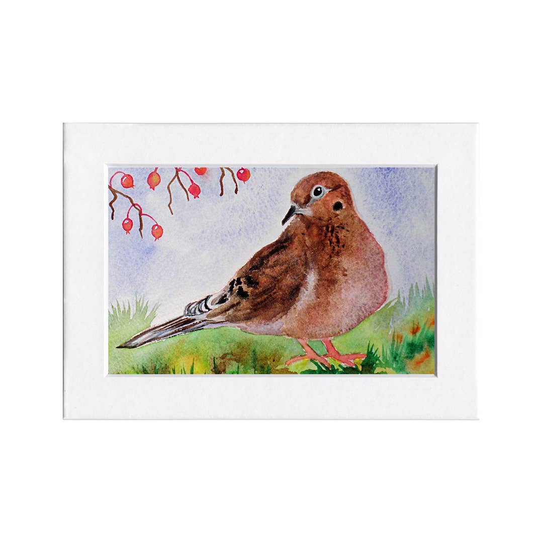 Fine Art For Small Spaces - Wholesale Art Print - Dove With Berries Bird Nature Mini Print0