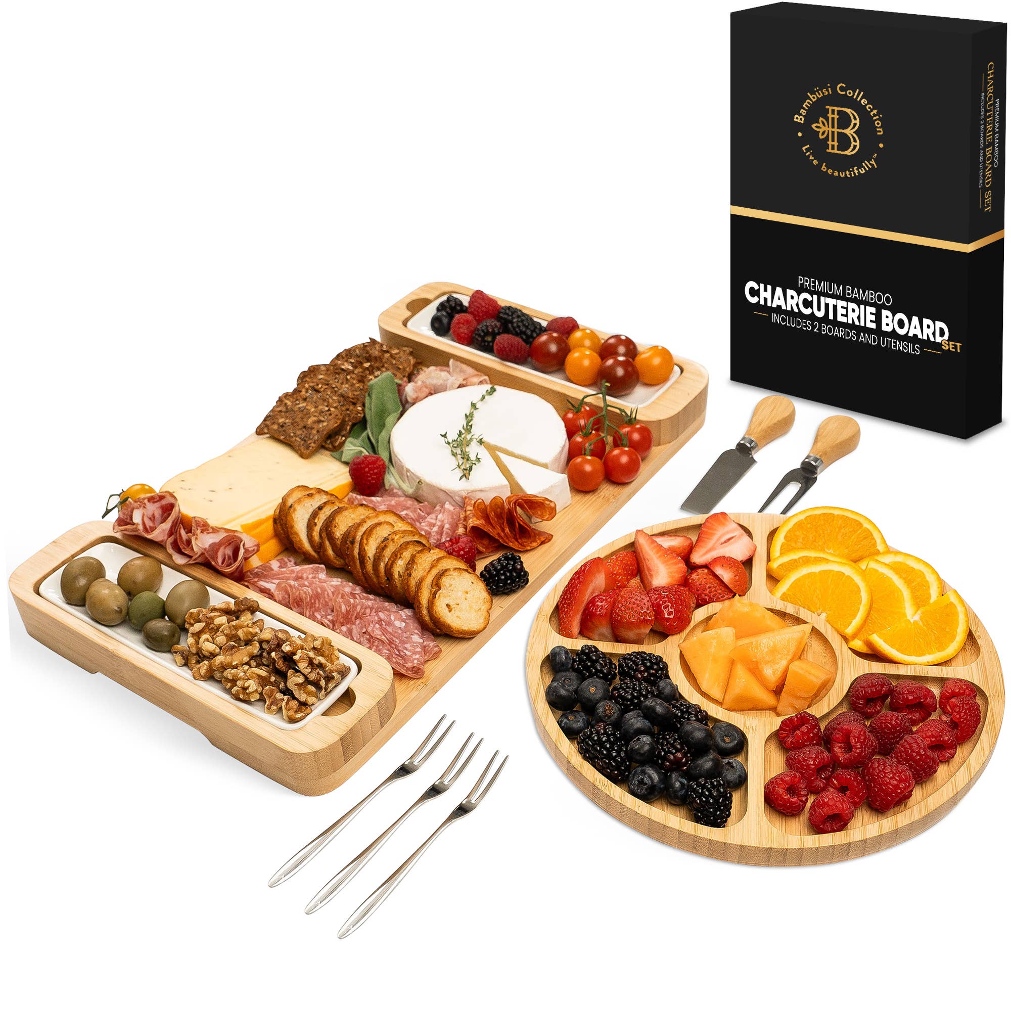 Bambusi - Wholesale Cheese Board - Charcuterie Board Gift Set - Cheese Board & Serving Tray2