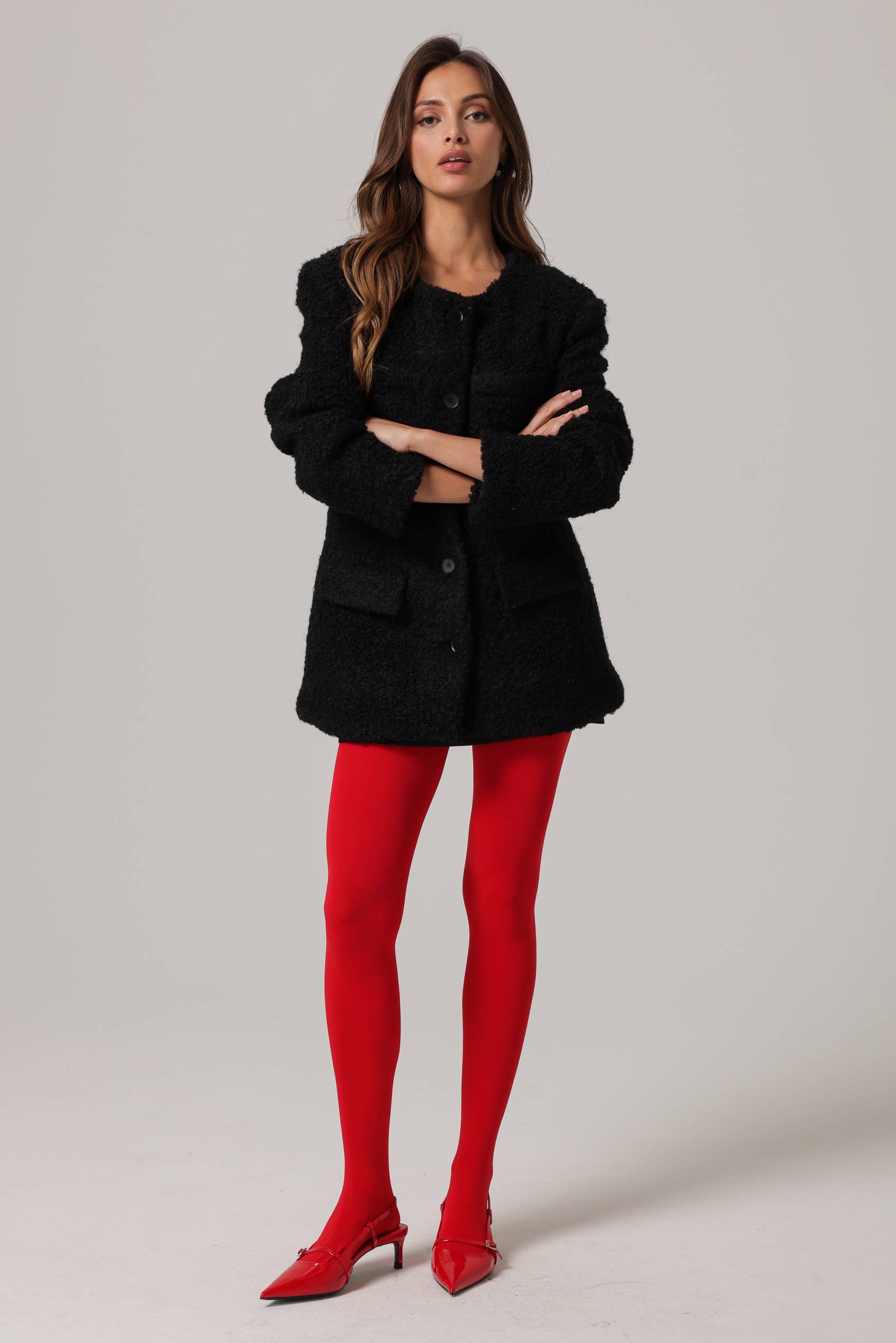 BLACK ANGIE SHEARLING JACKET for wholesale on Faire2