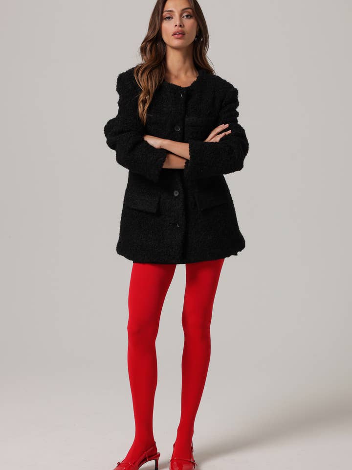 BLACK ANGIE SHEARLING JACKET for wholesale on Faire2